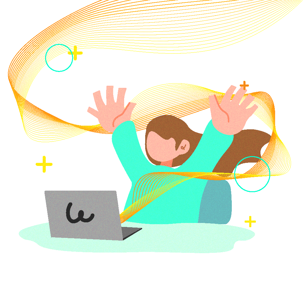 動きのあるホームページに驚いているイラスト
