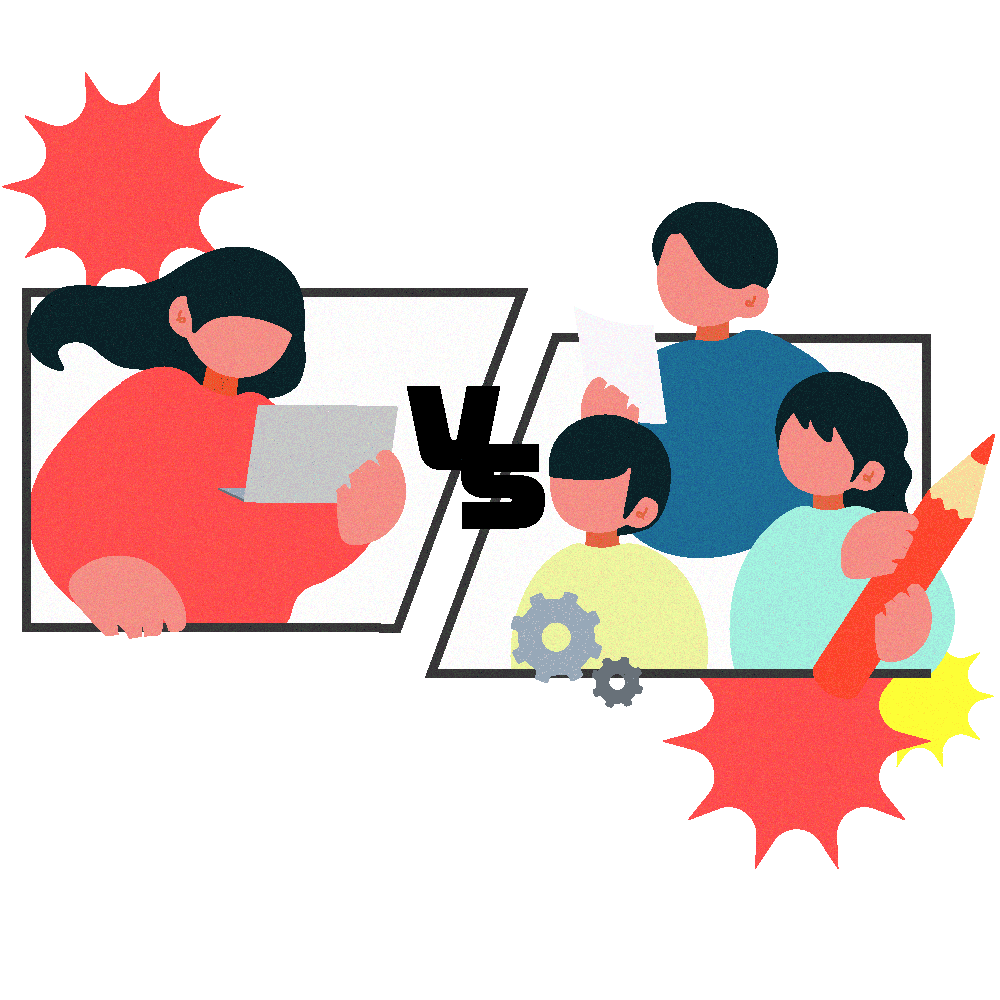 フリーランス vs 制作会社のイメージイラスト